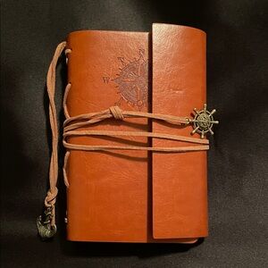 Brown Leather Journal with Compass Design